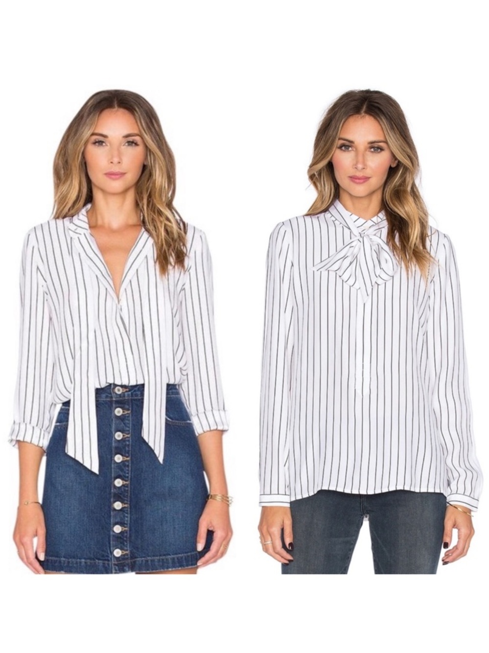 FRAME Silk Striped White Blouse